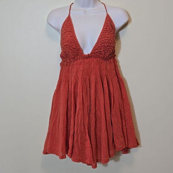 Free People Forever Favorite Mini Dress Cottagecore Boho Gauzy Beach Vacation - Picture 3 of 14